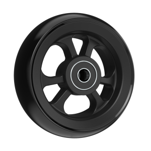 Front wheelchair wheel OMOBIC LOTUS FIBERCORE 4'', D100 x 38 mm, black plastic rim, black PU tyre